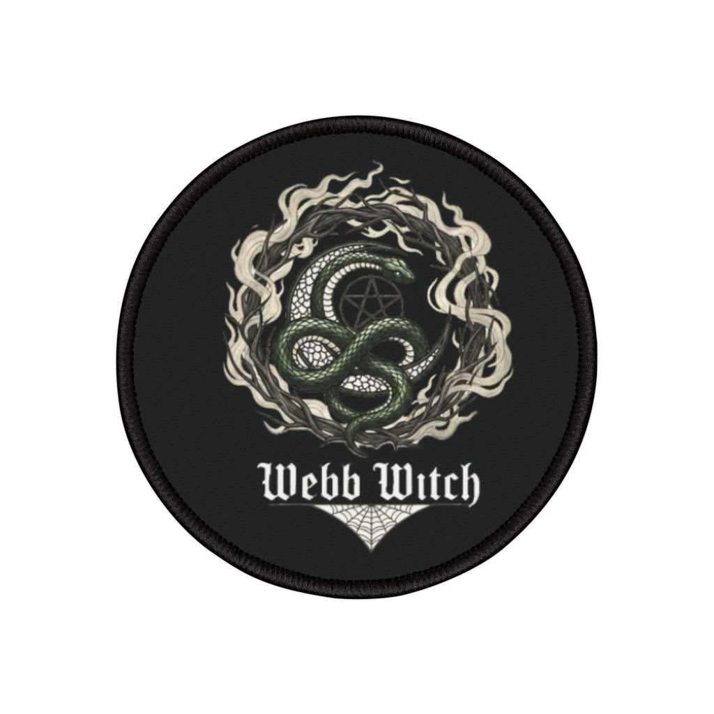 Wyrm Witch Iron-On Patch — Green Serpent Emblem Patch for Jackets & Bags