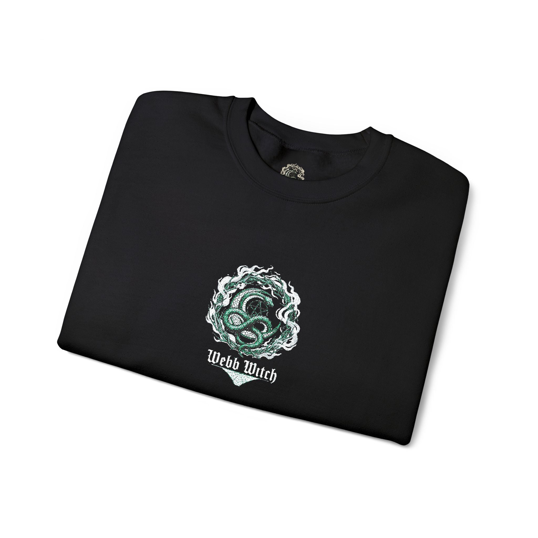 Crewneck Sweatshirt — Mystic Green Rose Graphic “Stay Weird”