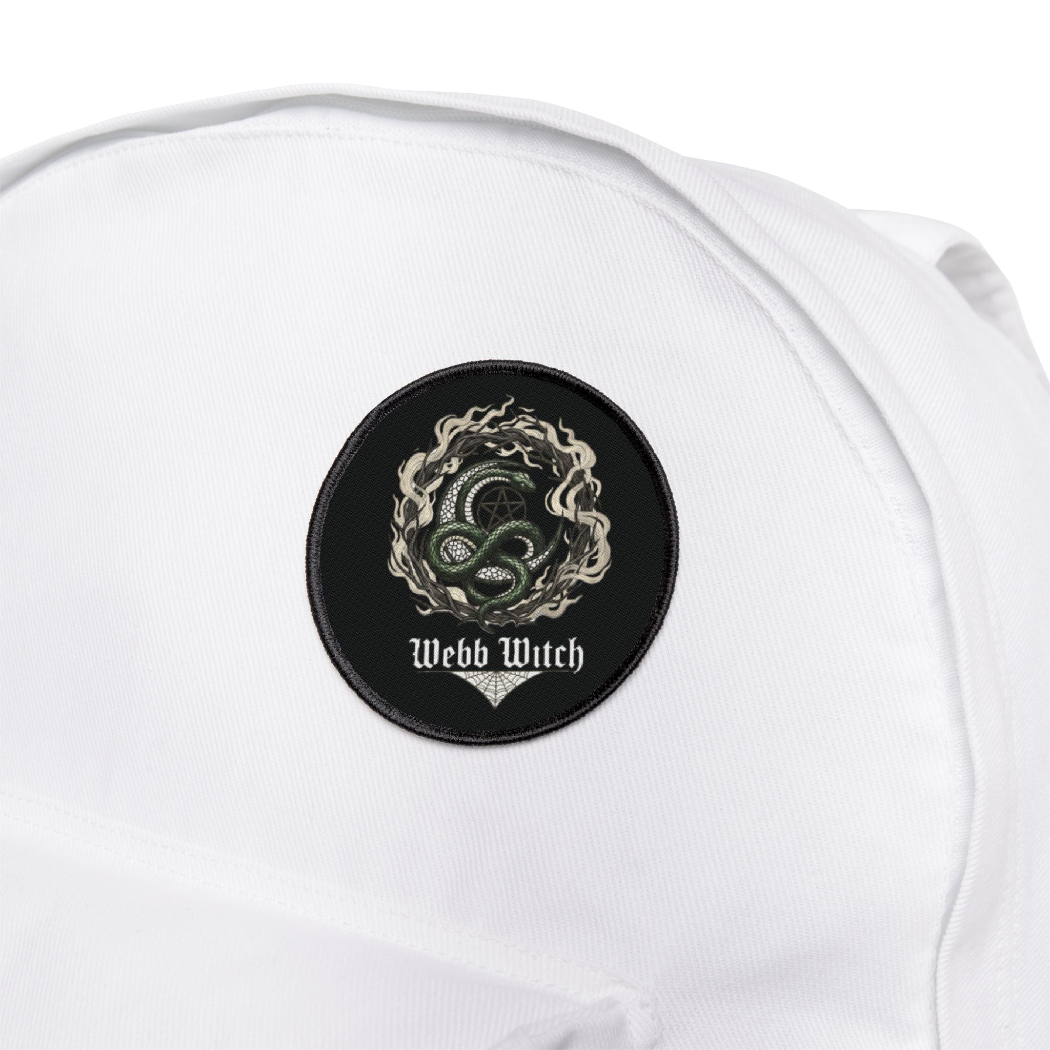 Wyrm Witch Iron-On Patch — Green Serpent Emblem Patch for Jackets & Bags