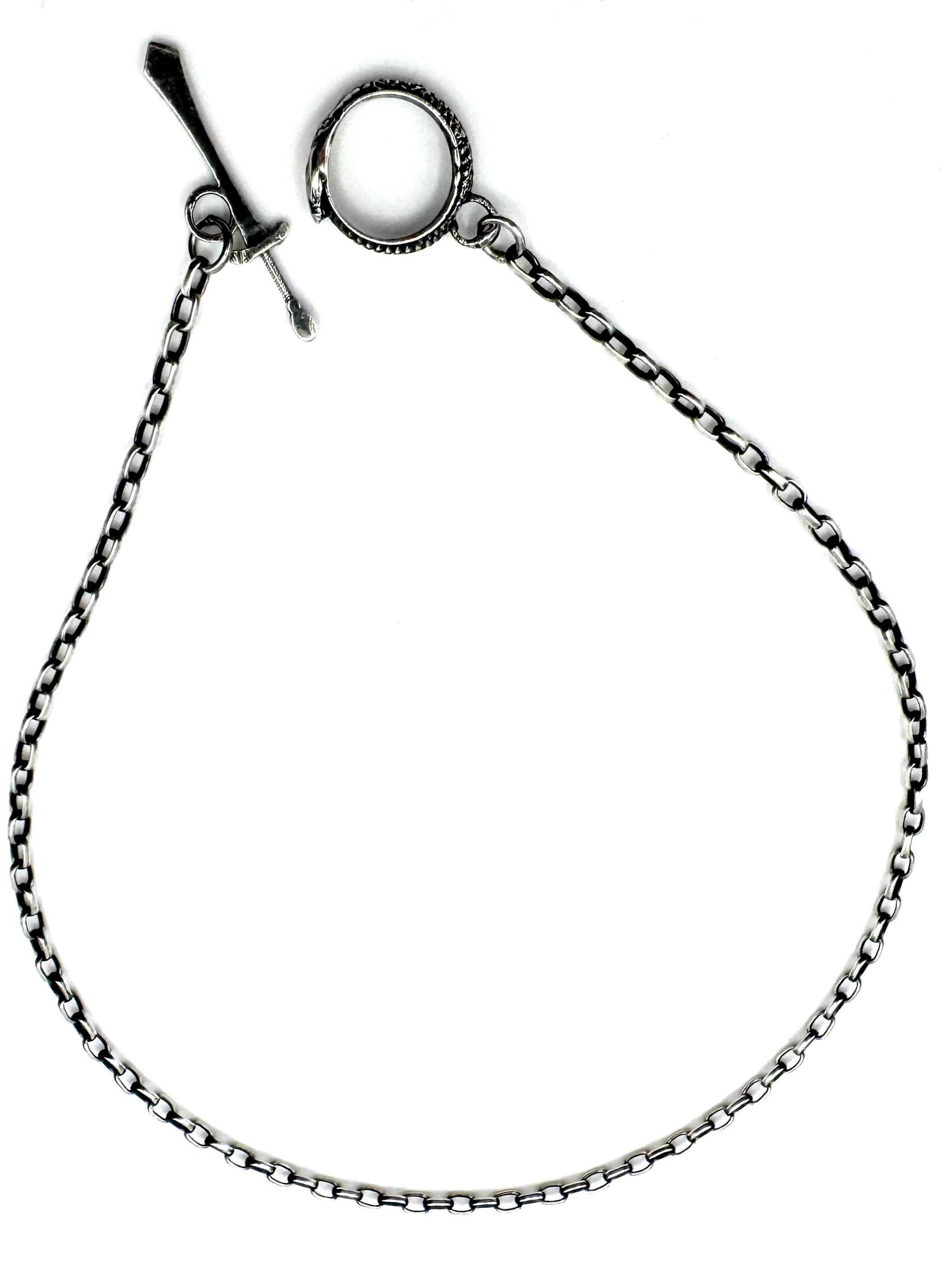 The Eternal Coil Sterling Silver 3.2 mm Rolo Chain With Snake Ouroboros Athame Toggle Clasp