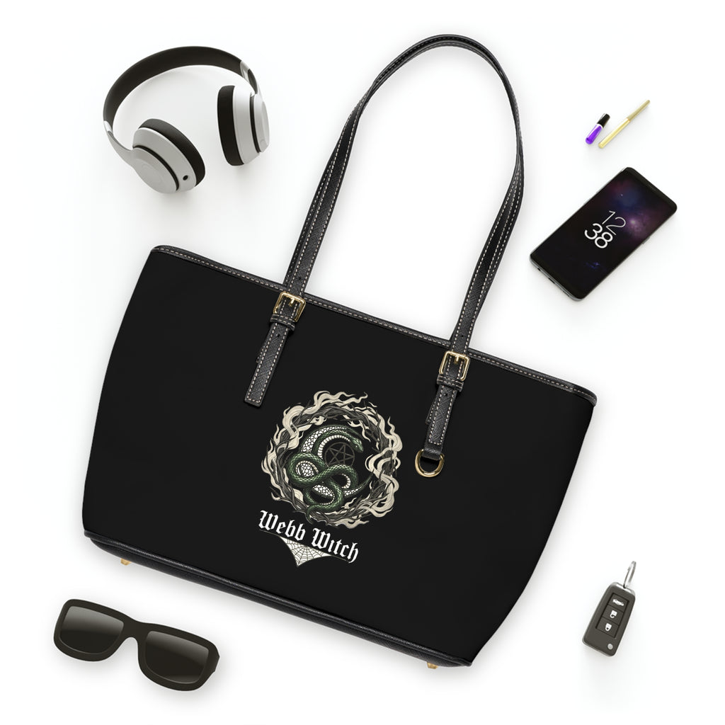 Witch Sigil PU Leather Shoulder Bag – 'Webb Witch' Gothic Tote