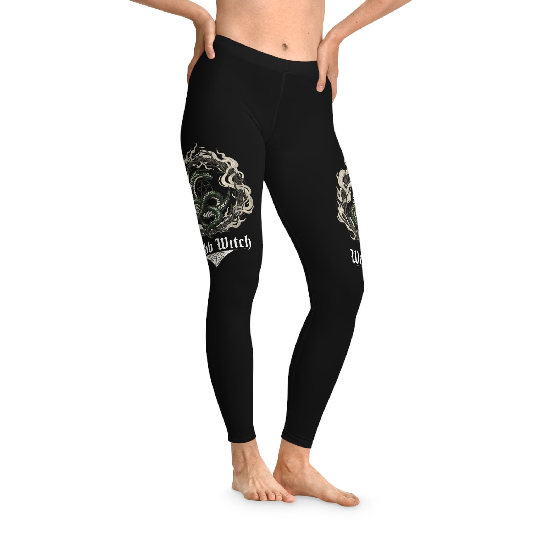 Snake Ouroboros Leggings — Gothic Black Stretch Yoga Leggings