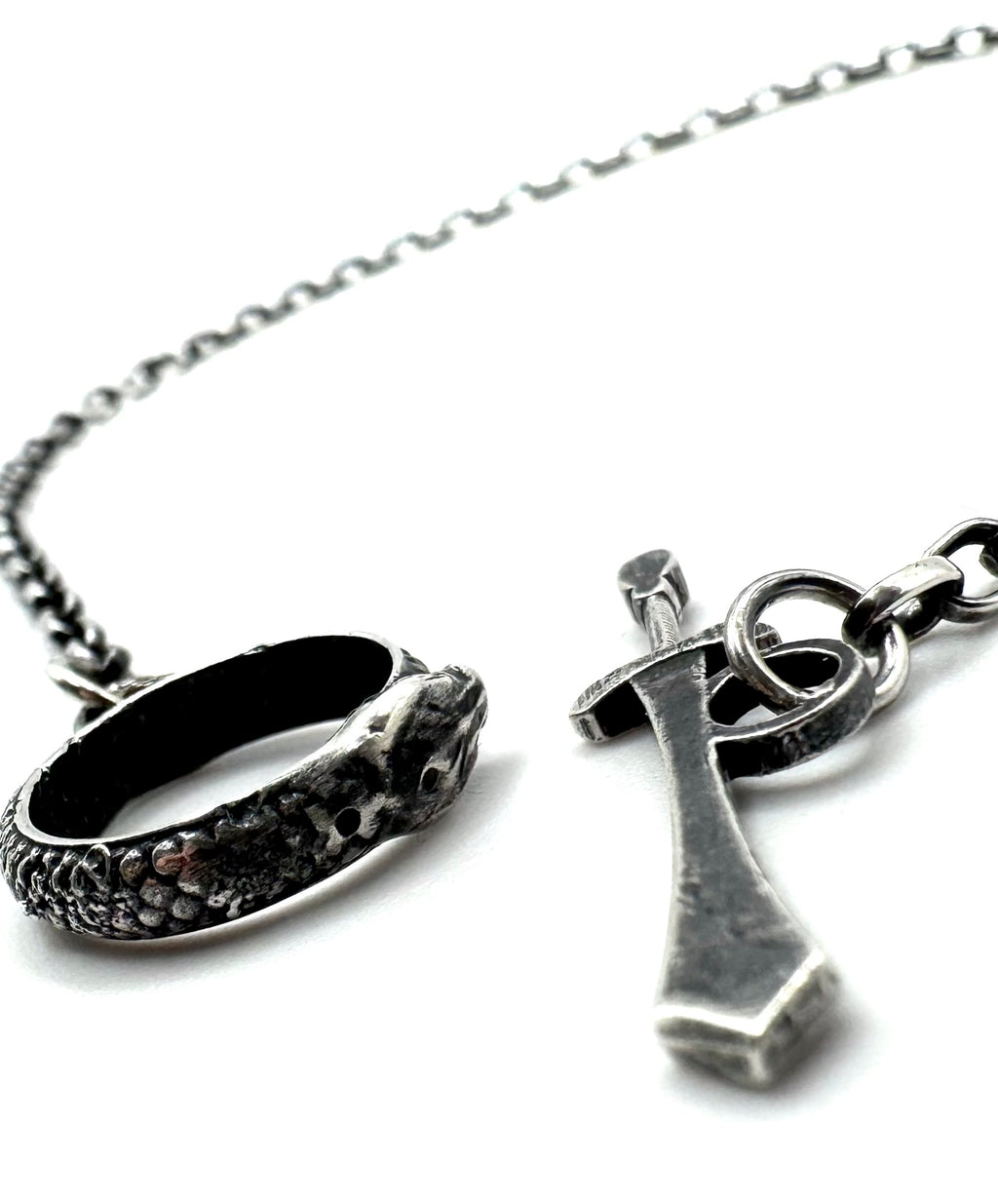 The Eternal Coil Sterling Silver 3.2 mm Rolo Chain With Snake Ouroboros Athame Toggle Clasp