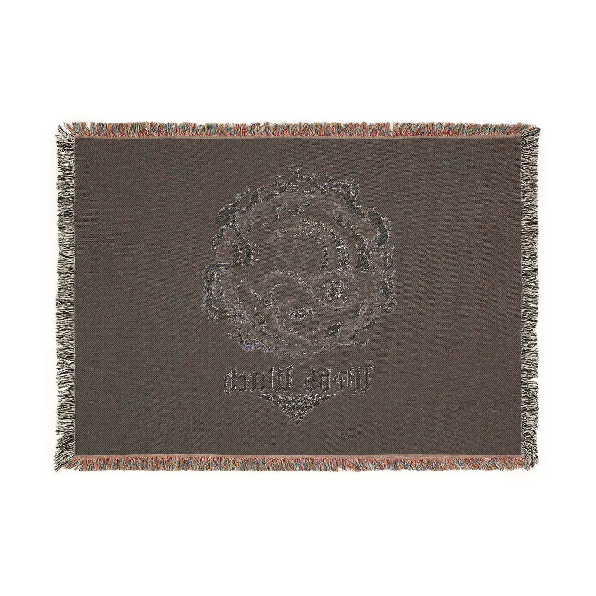 Woven Blanket — Dark Floral Skull Pattern Throw Blanket