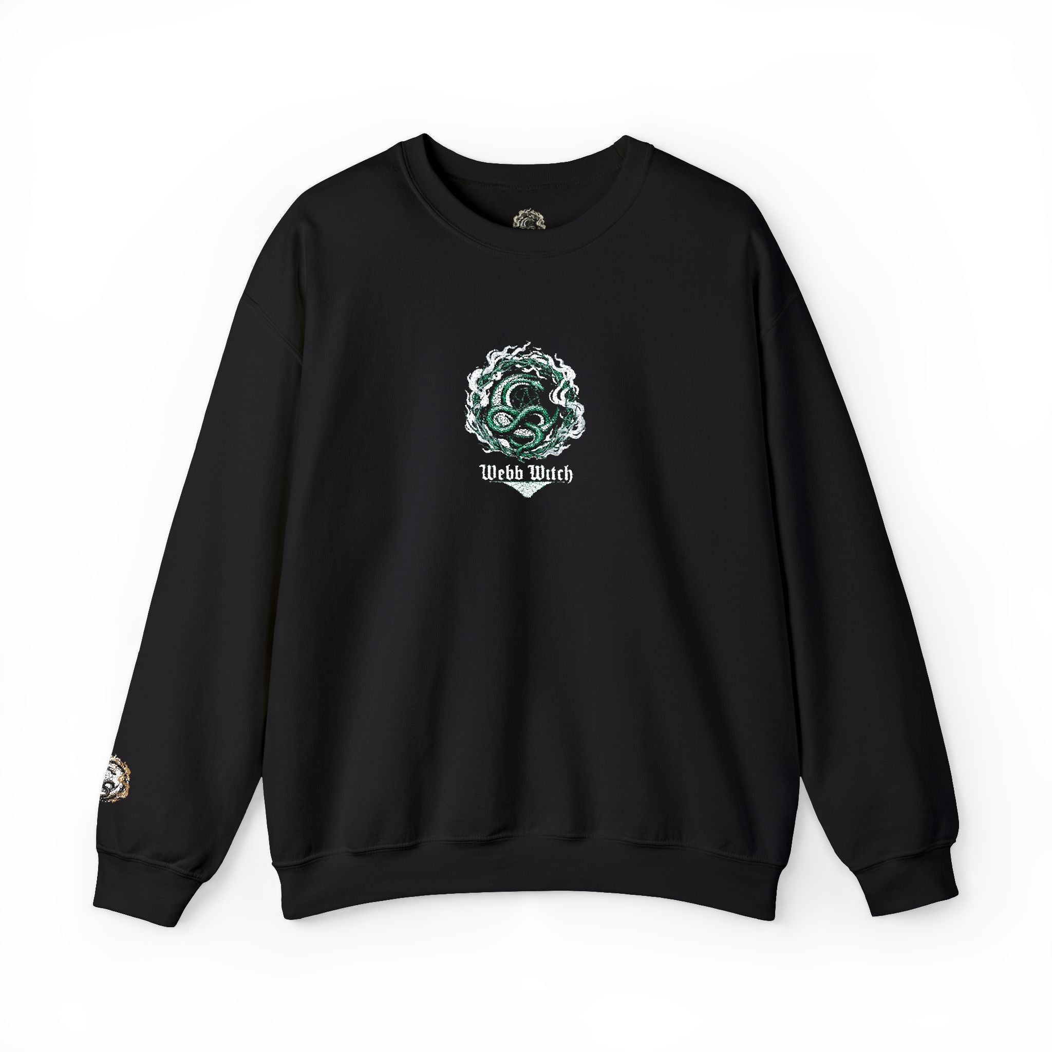 Crewneck Sweatshirt — Mystic Green Rose Graphic “Stay Weird”