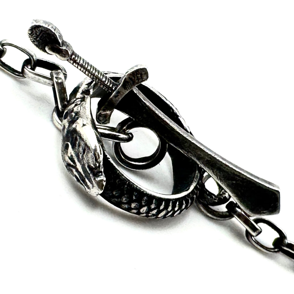 The Eternal Coil Sterling Silver 3.2 mm Rolo Chain With Snake Ouroboros Athame Toggle Clasp