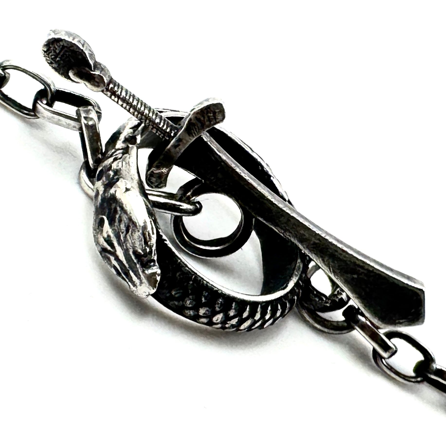 The Eternal Coil Sterling Silver 3.2 mm Rolo Chain With Snake Ouroboros Athame Toggle Clasp